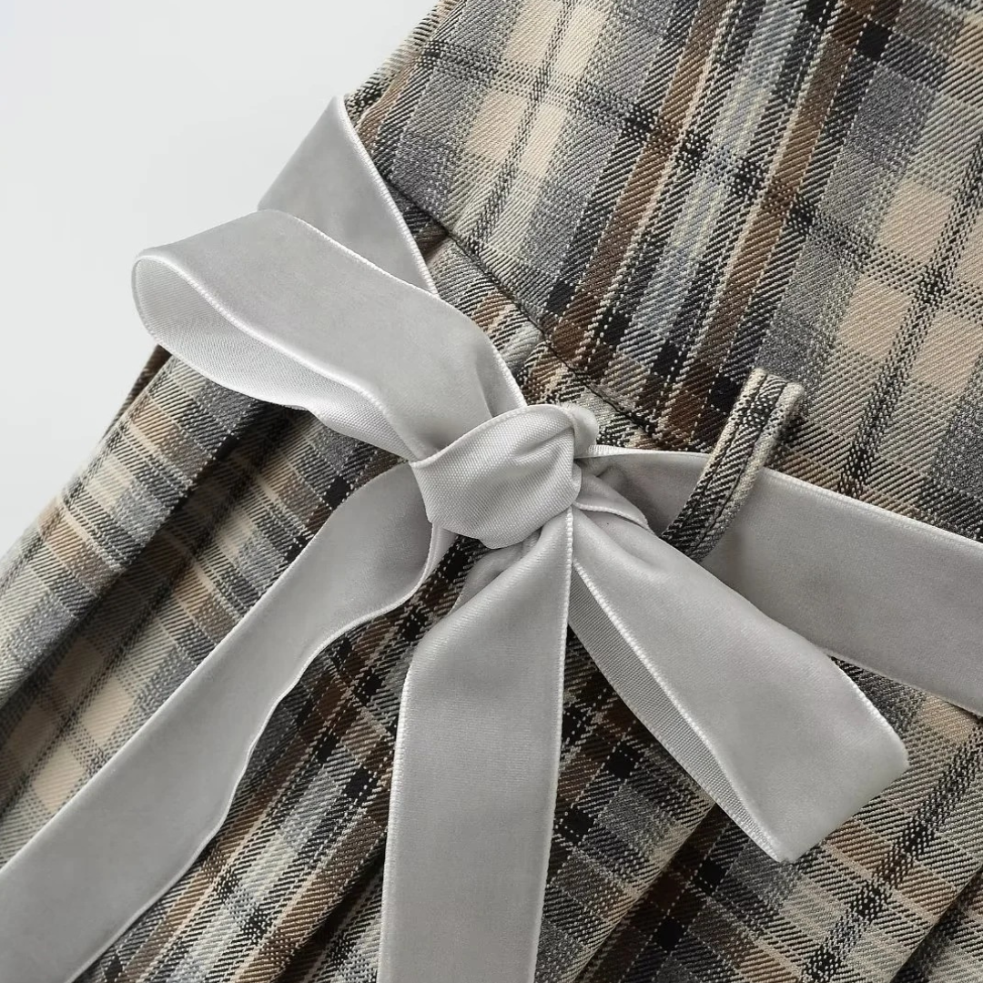circumferential ribbon pleated skirt lf3167-1【即納】