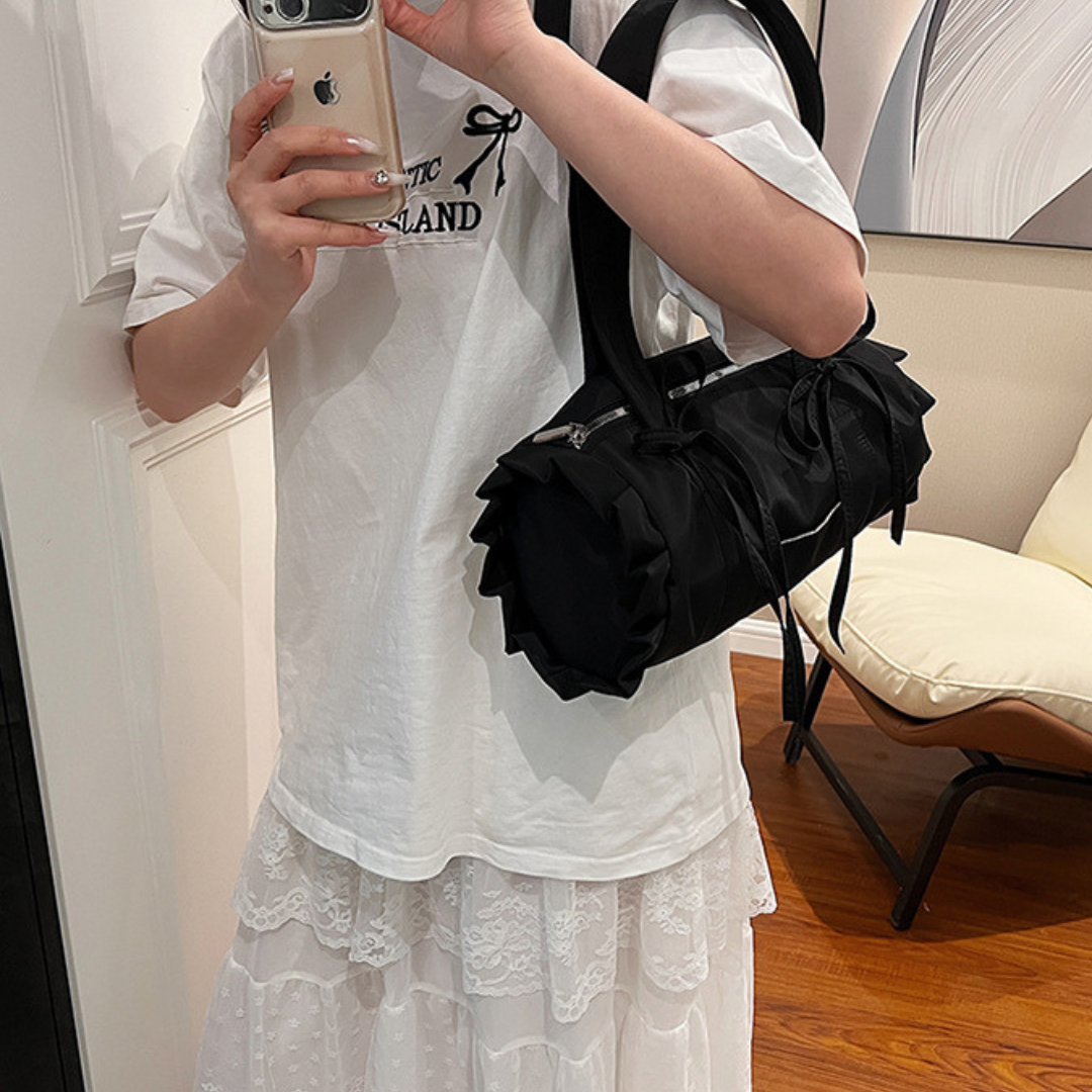 tube-shaped ribbon frill bag lf3232【即納】