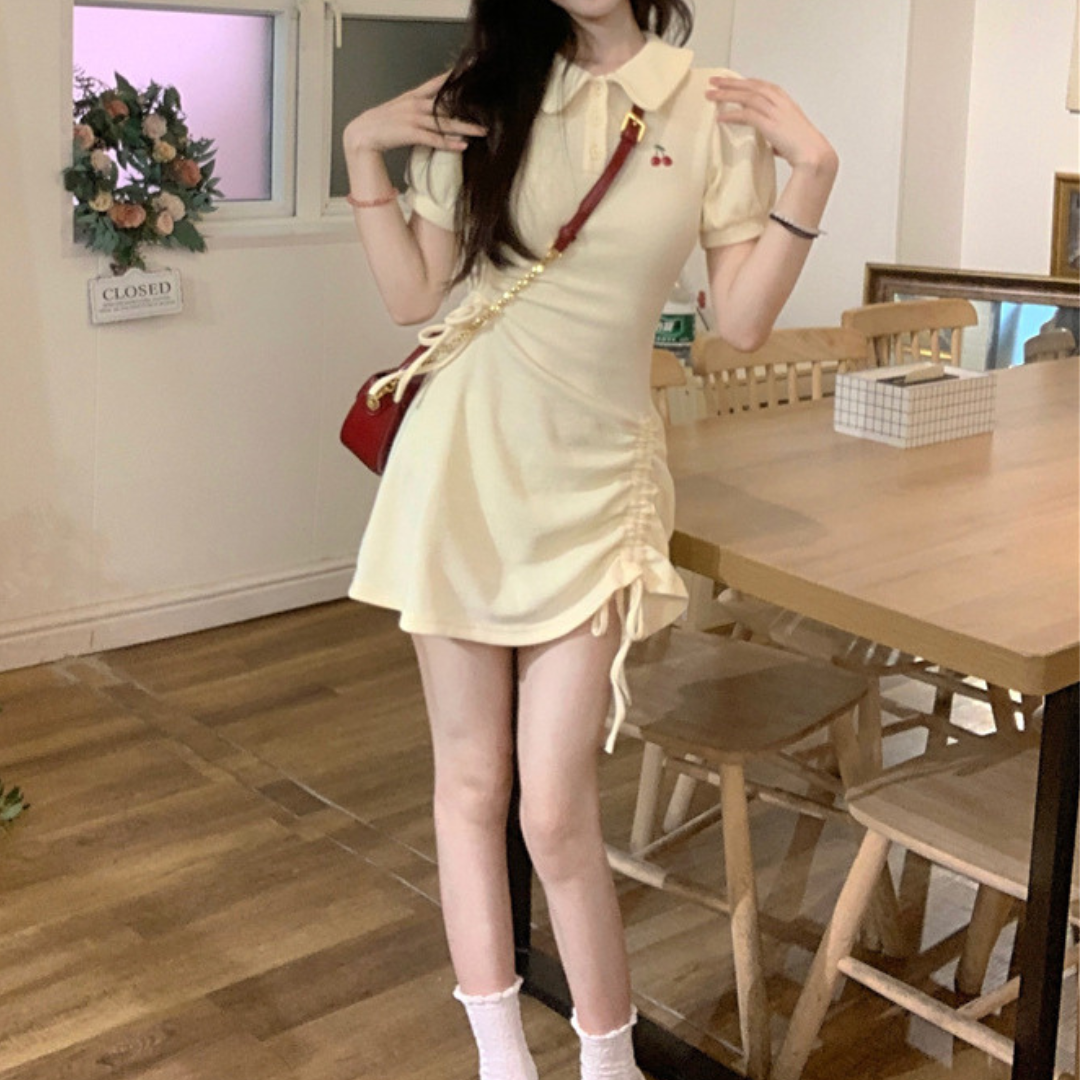 polo collar short sleeve onepiece lf3292