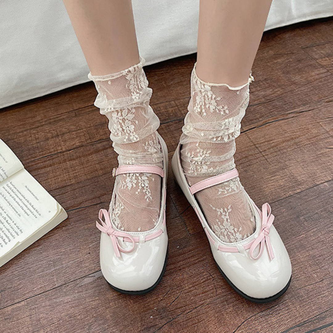 enamel ribbon shoes lf3070