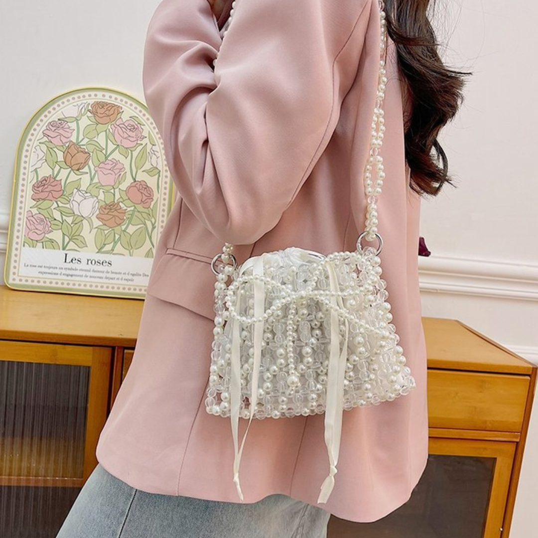 pearl bead ribbon bag lf3098