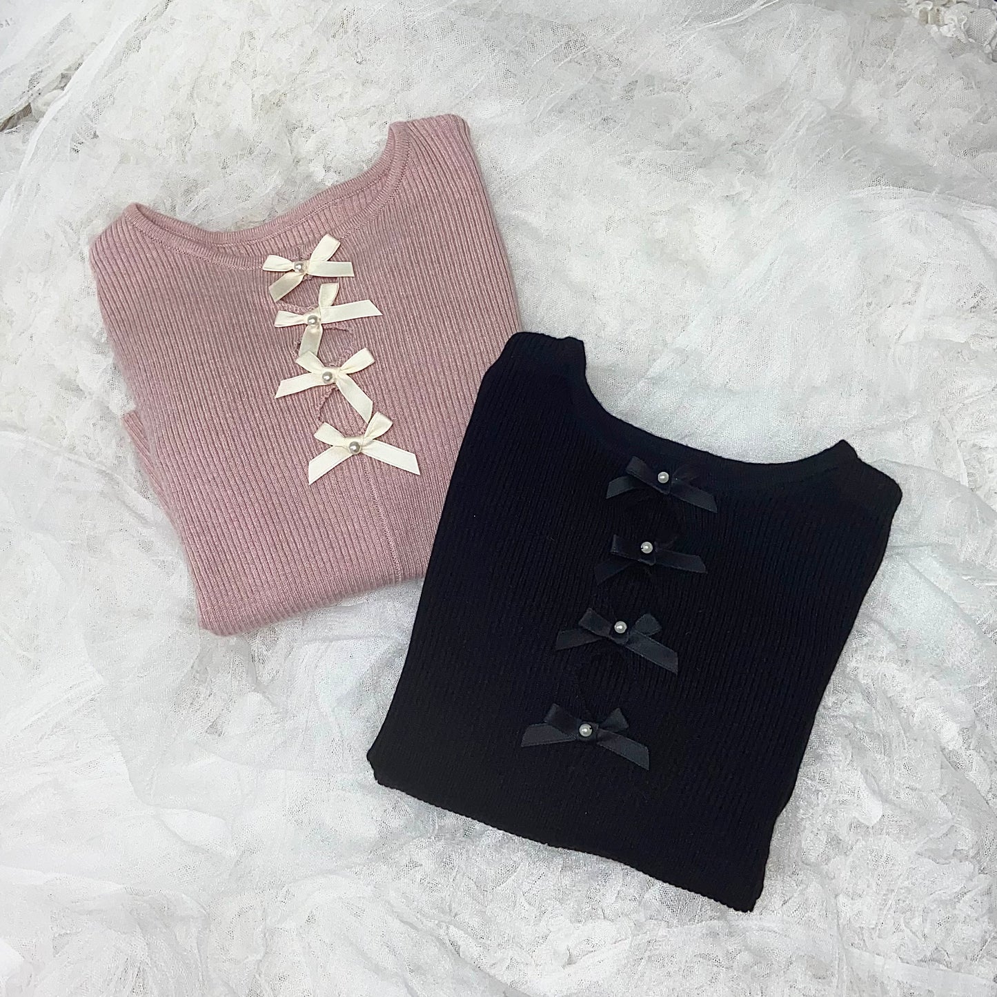 【即納】Chest ribbon tops lf-s1018