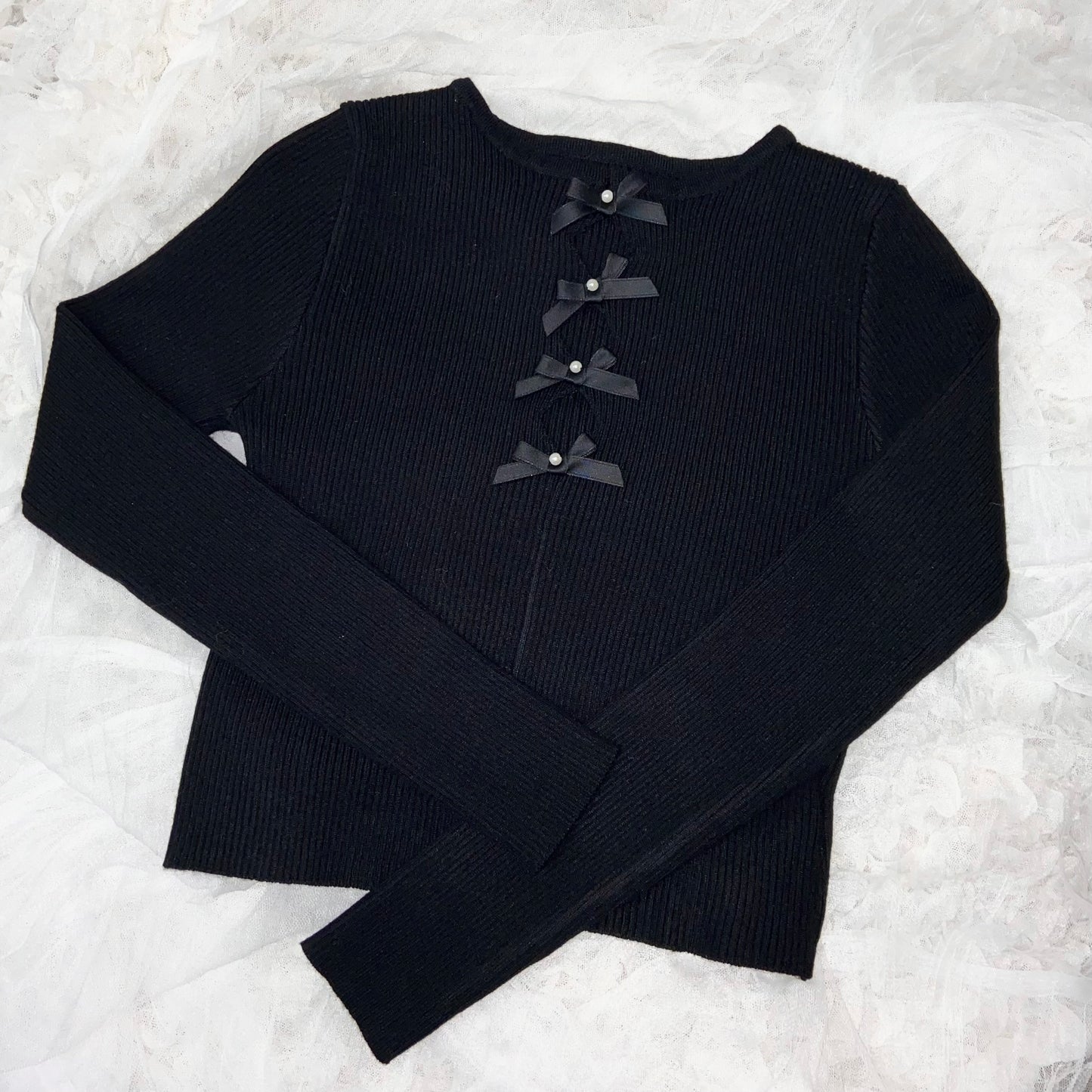 【即納】Chest ribbon tops lf-s1018