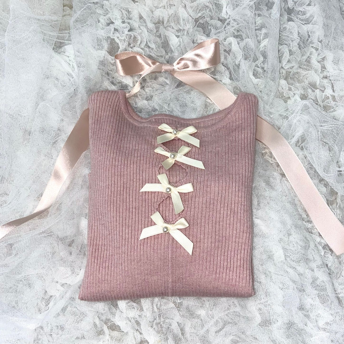 【即納】Chest ribbon tops lf-s1018