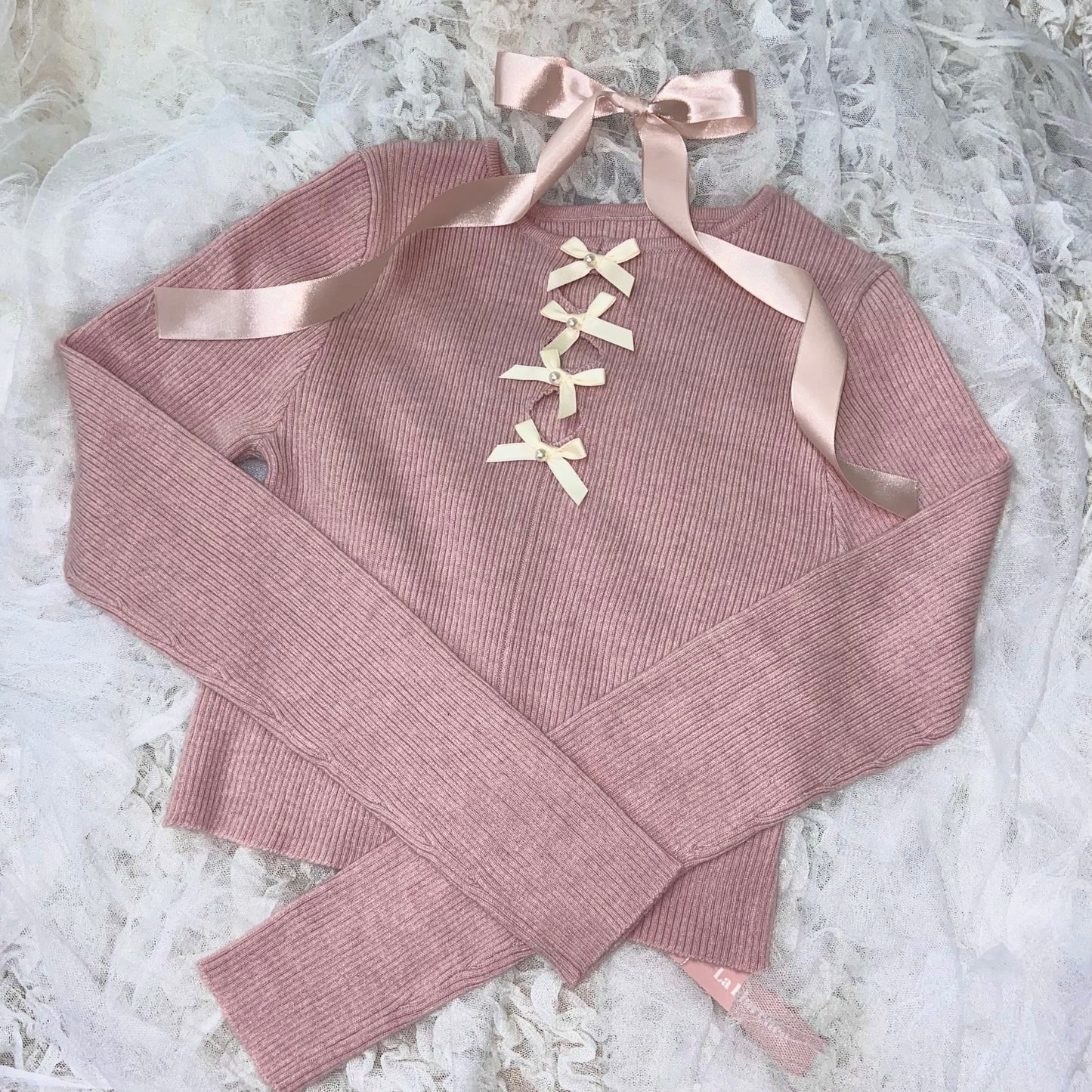 【即納】Chest ribbon tops lf-s1018