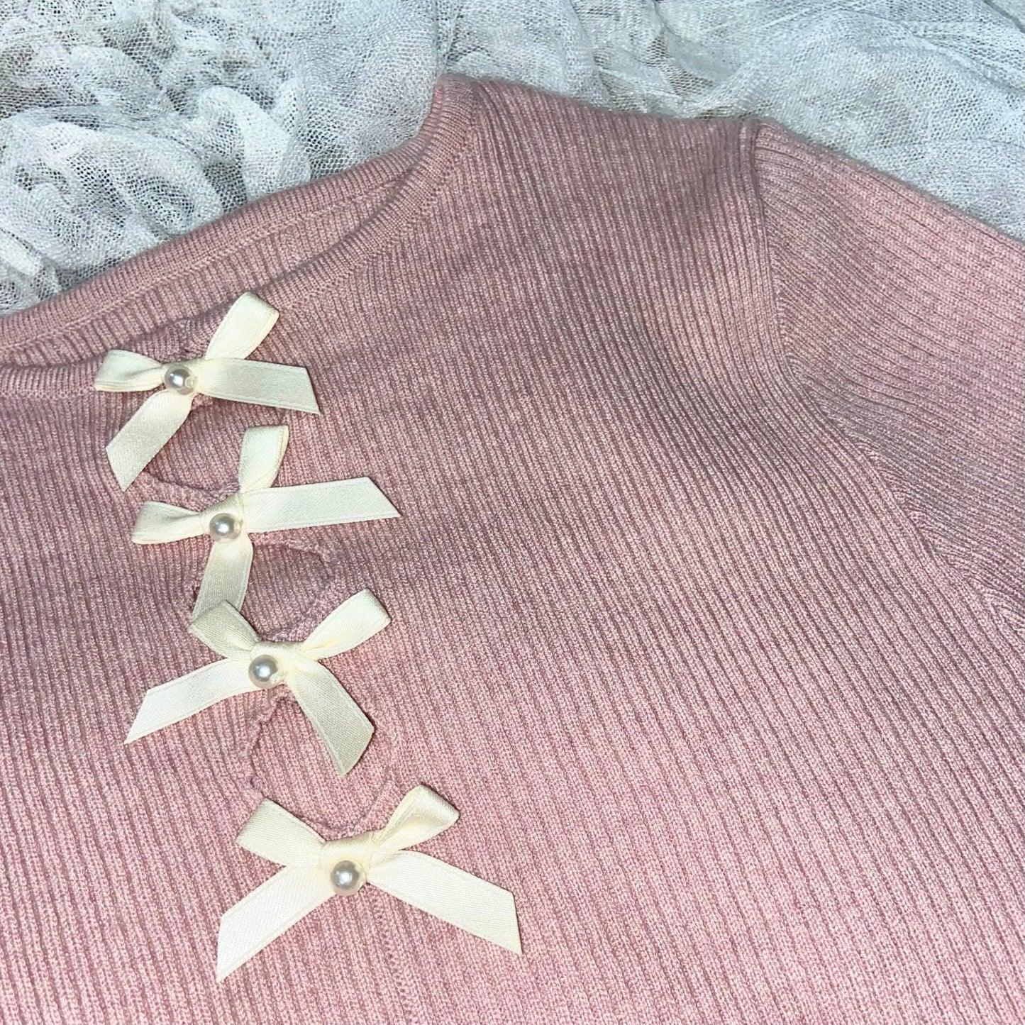 【即納】Chest ribbon tops lf-s1018