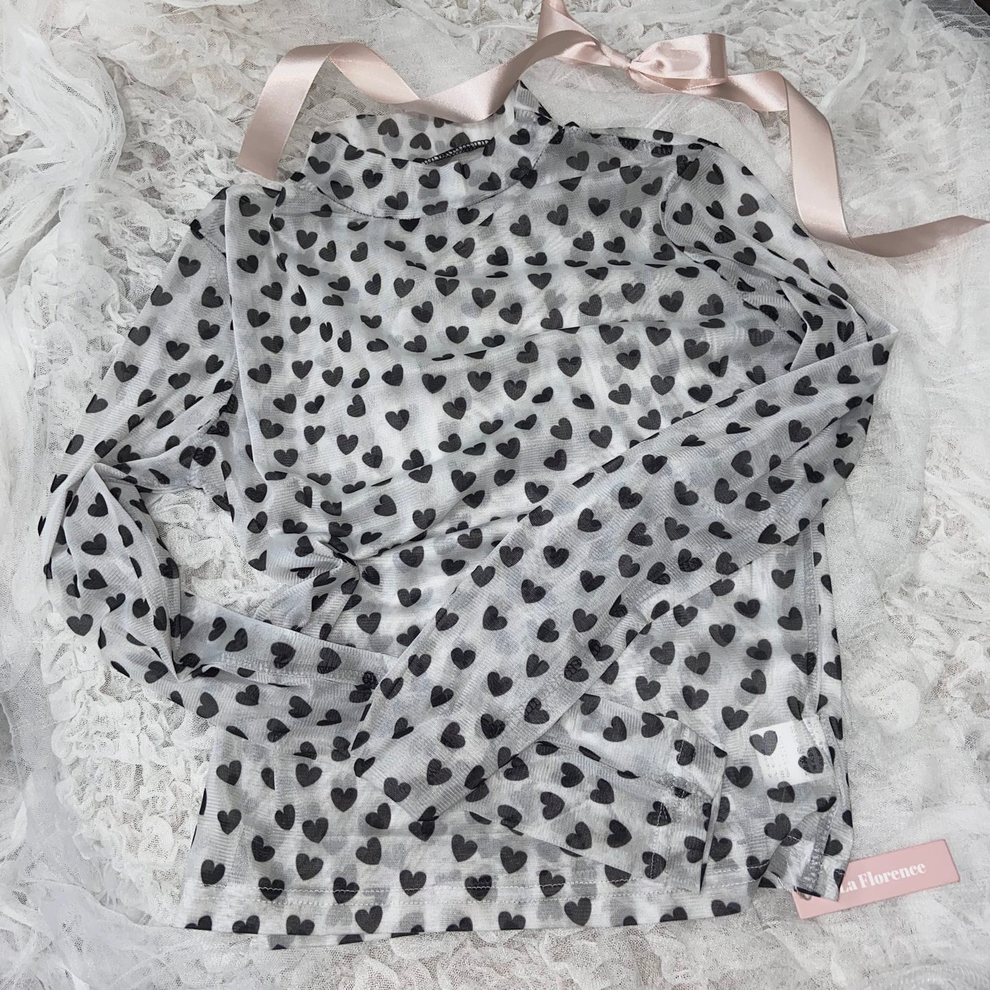 【即納】heart pattern mesh inner lf-s1015