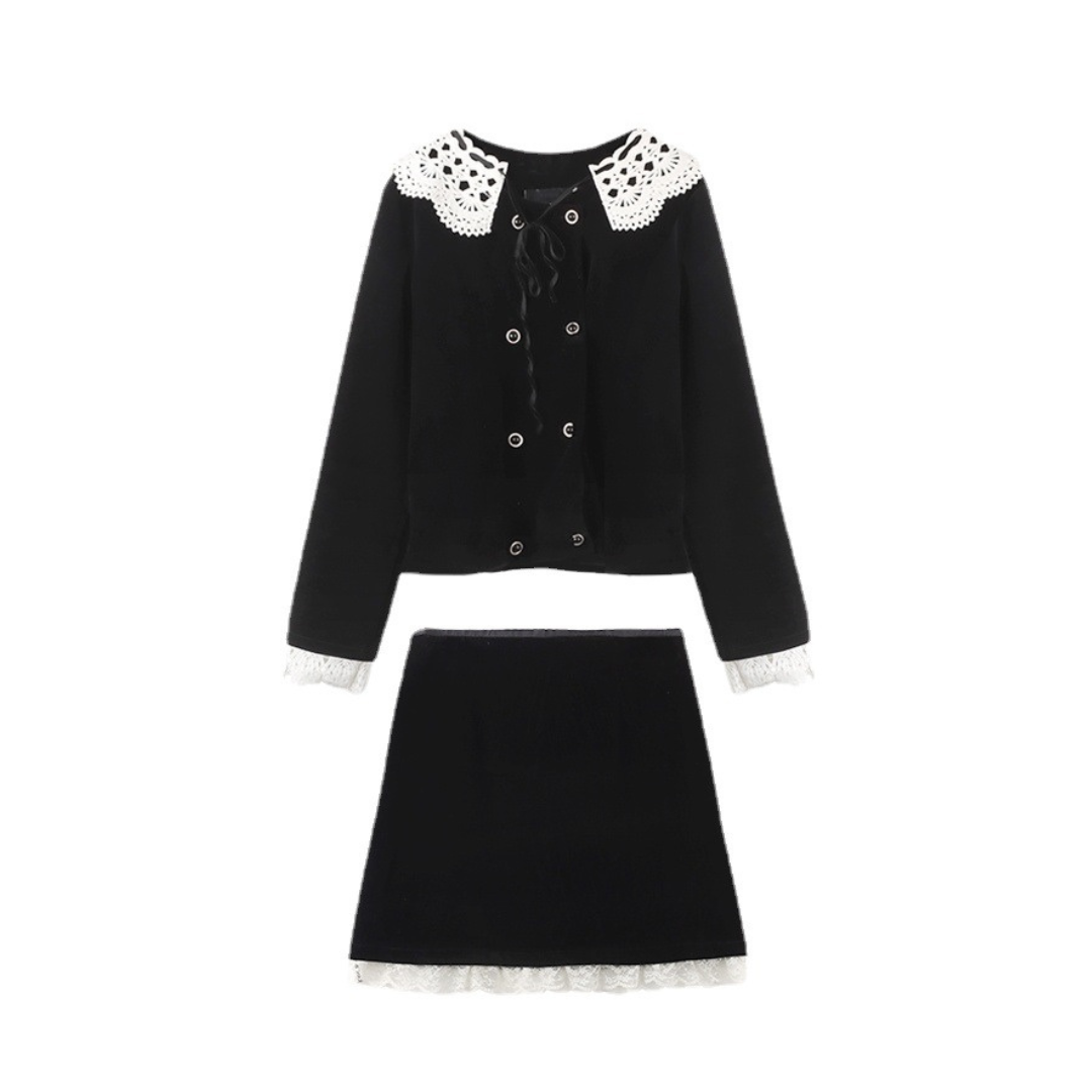 【Ranking6位】lace collar double button setup lf2532