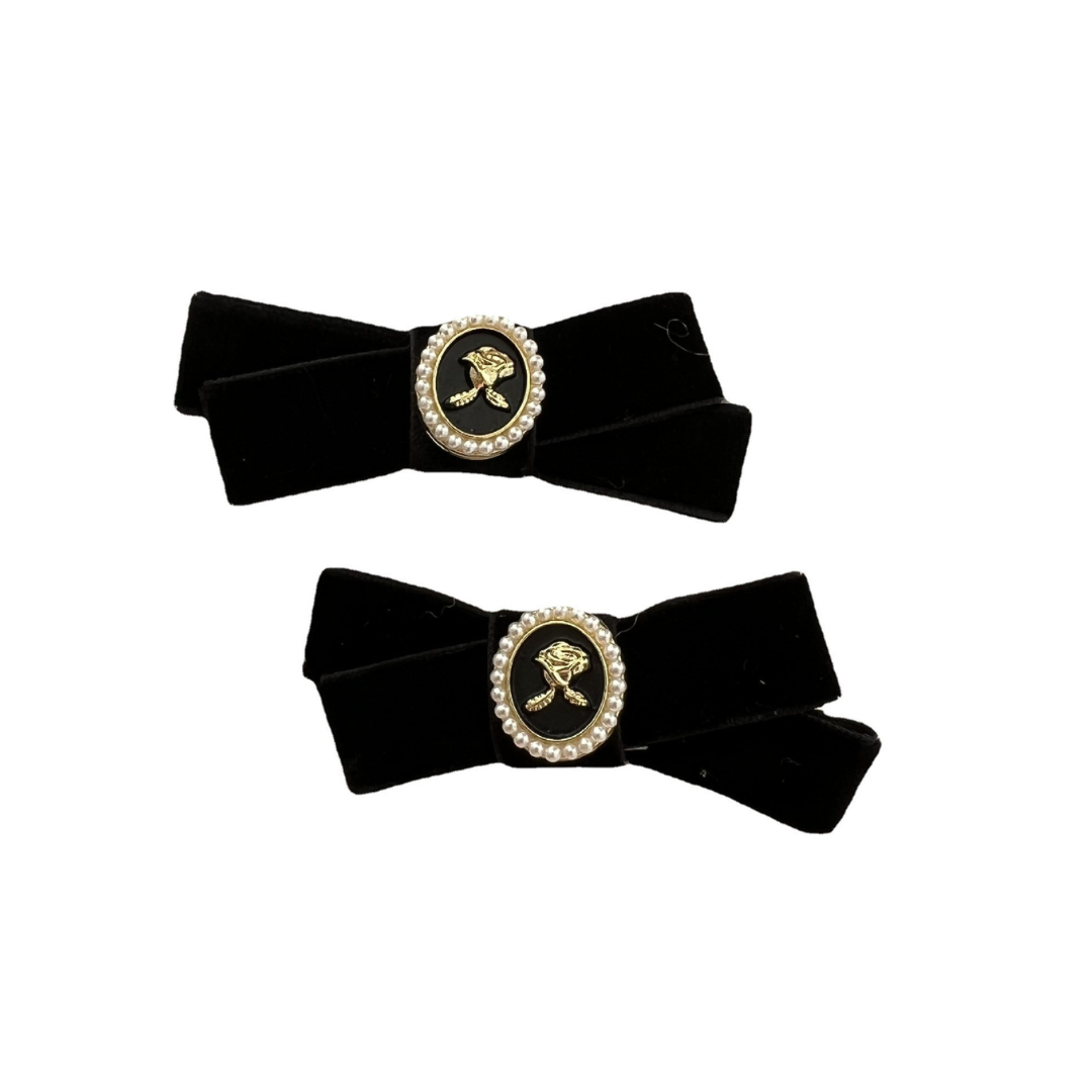 rose emblem ribbon hair clip lf2039