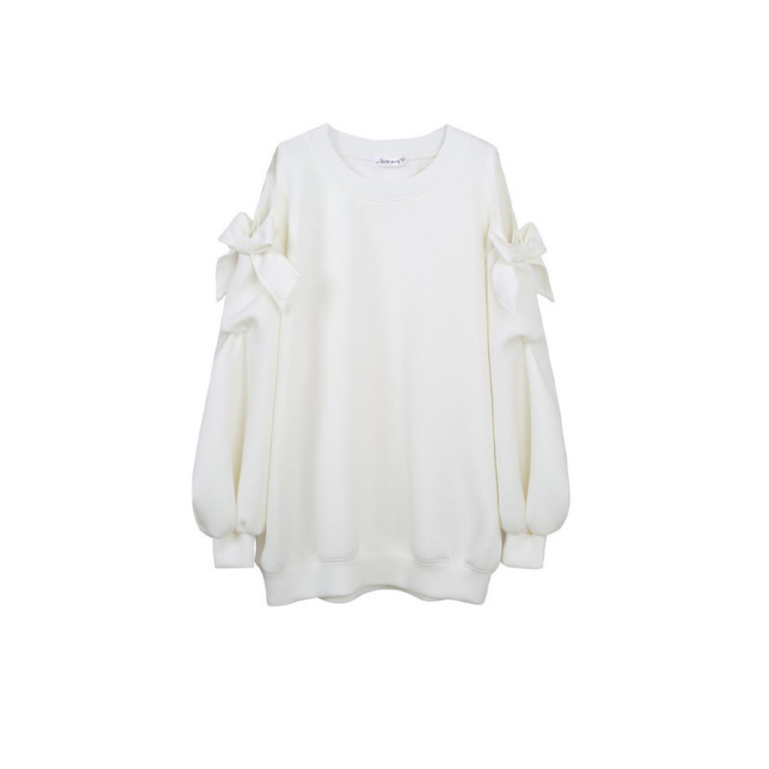 open shoulder ribbon pullover lf1273-1【即納】