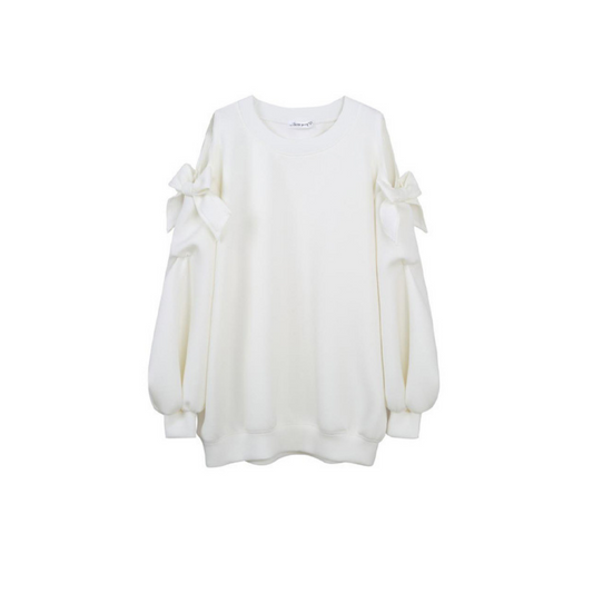 open shoulder ribbon pullover lf1273-1【即納】