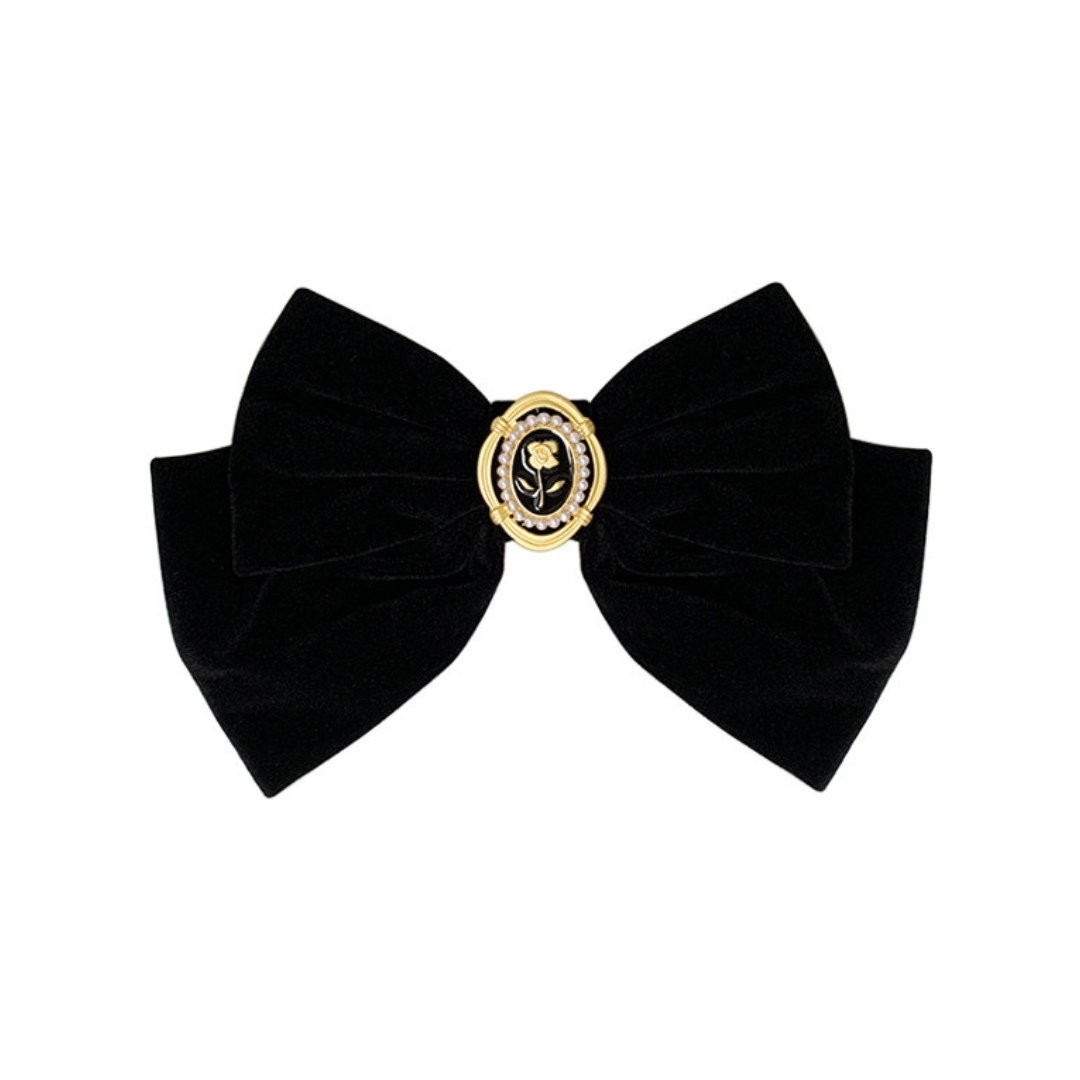 rose emblem ribbon barrette lf2125