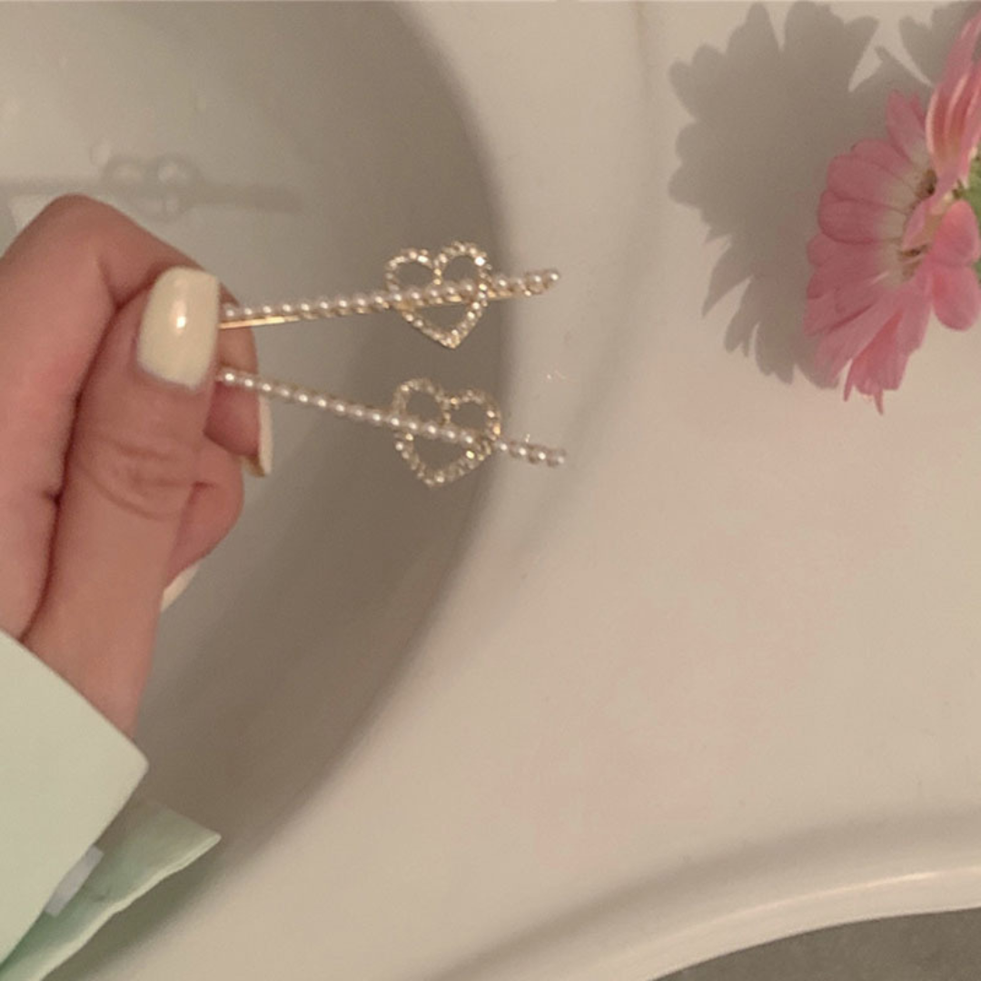 pearl line heart hair pin lf2172