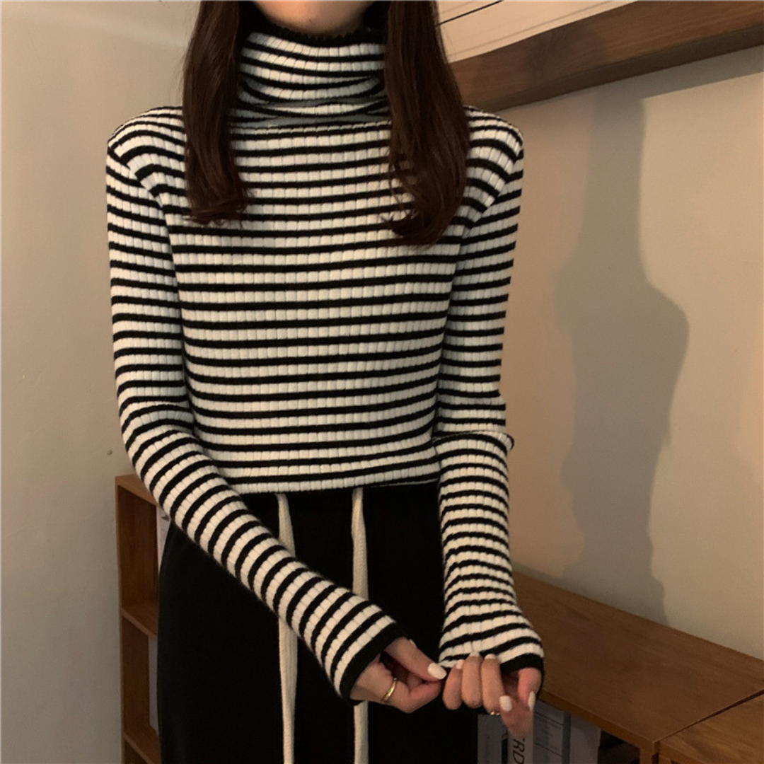 border turtleneck knit lf2002