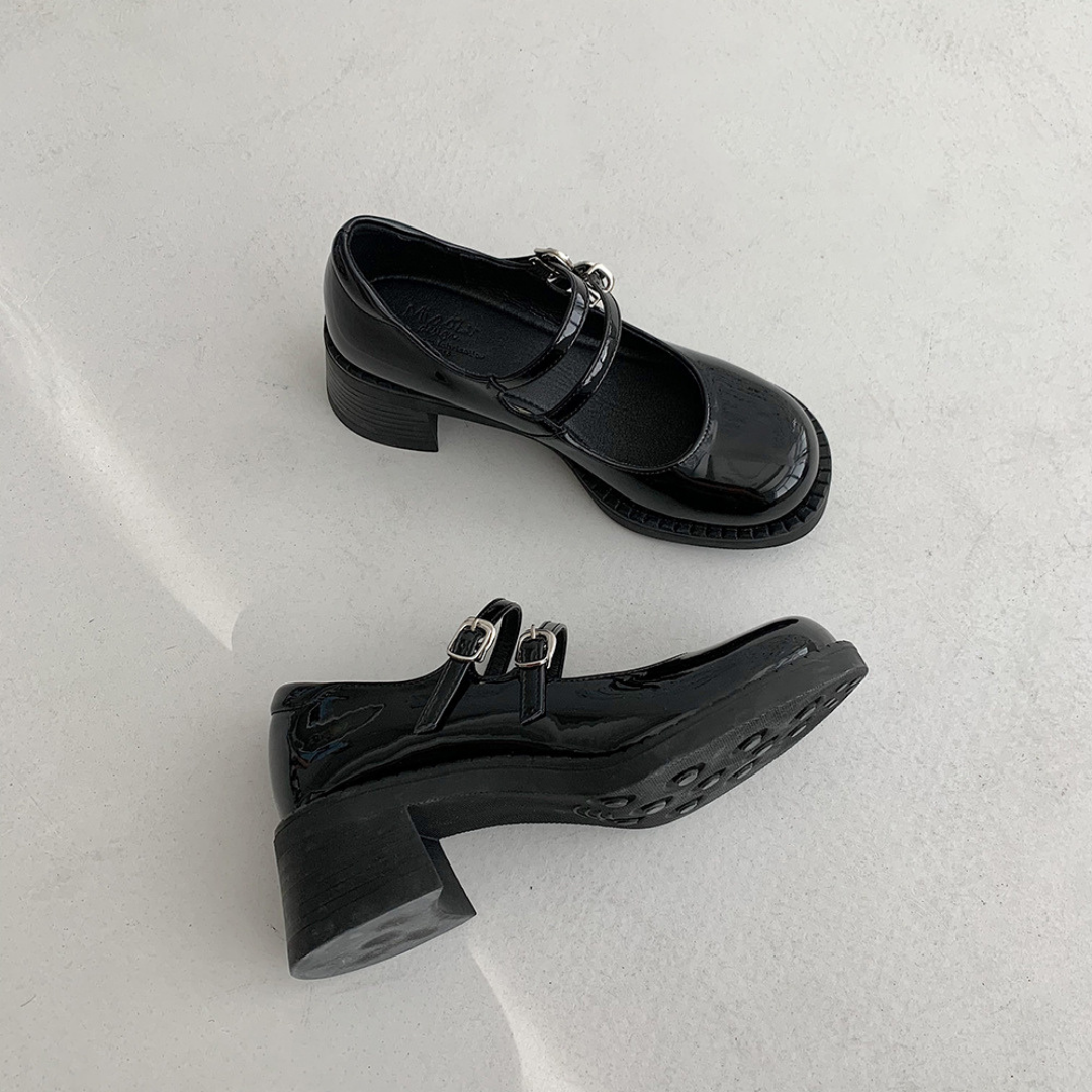double strap round shoes lf1430