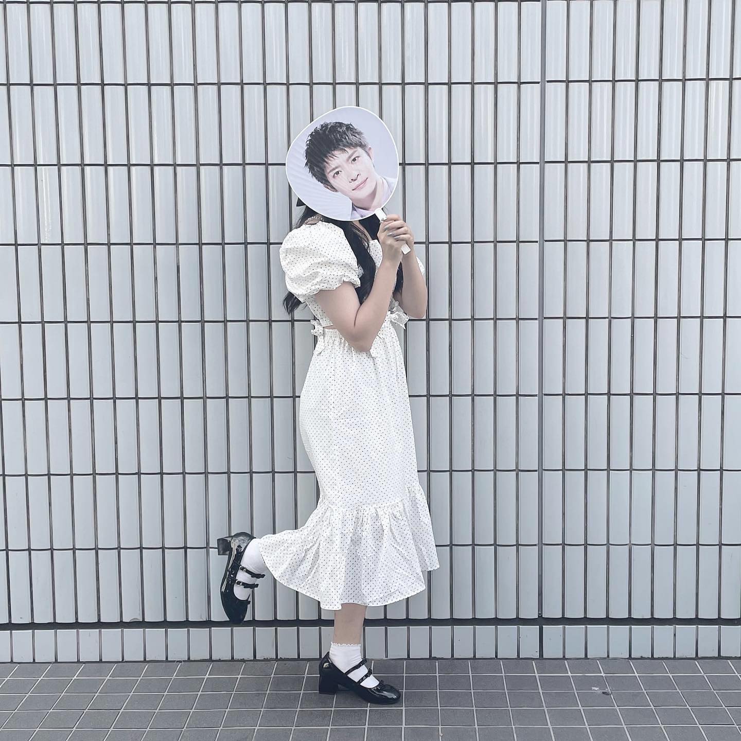 waist ribbon dot onepiece lf1525_1【即納】
