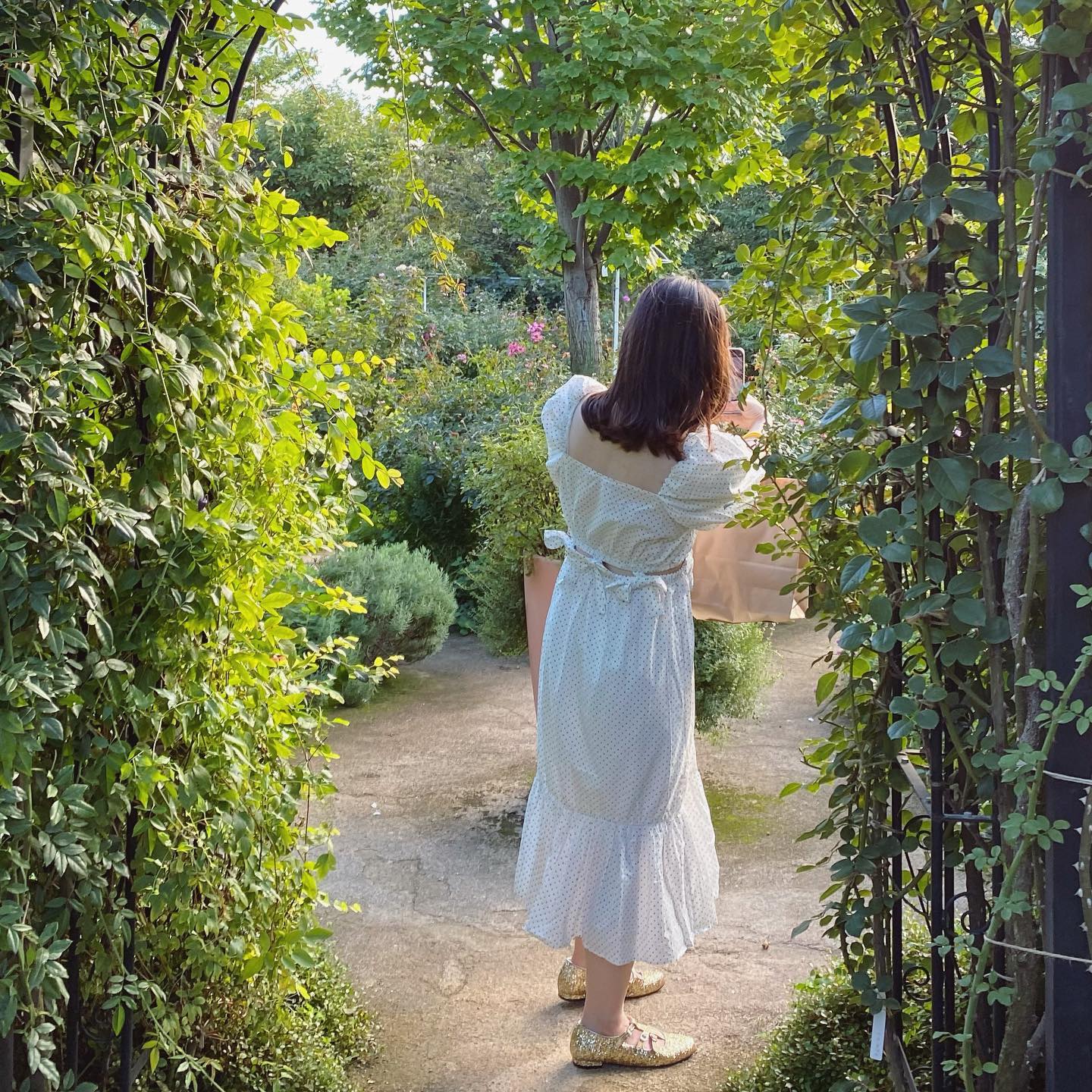 waist ribbon dot onepiece lf1525_1【即納】
