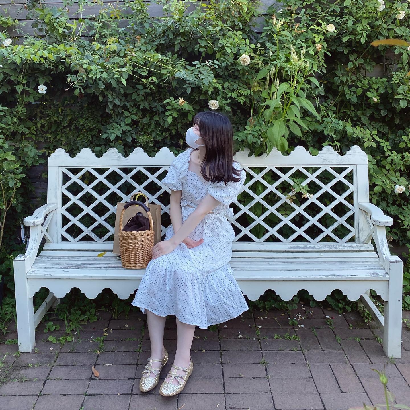waist ribbon dot onepiece lf1525_1【即納】