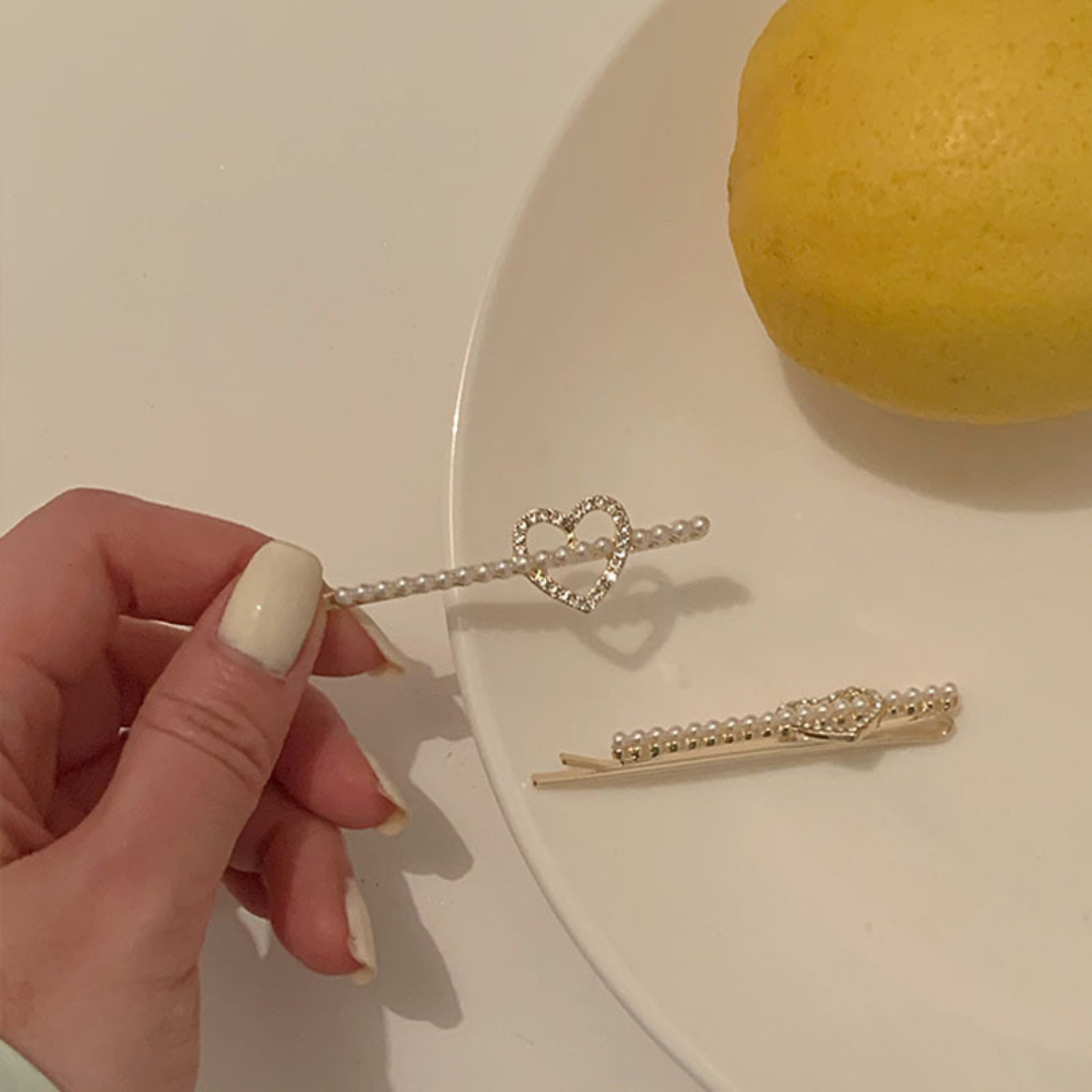 pearl line heart hair pin lf2172