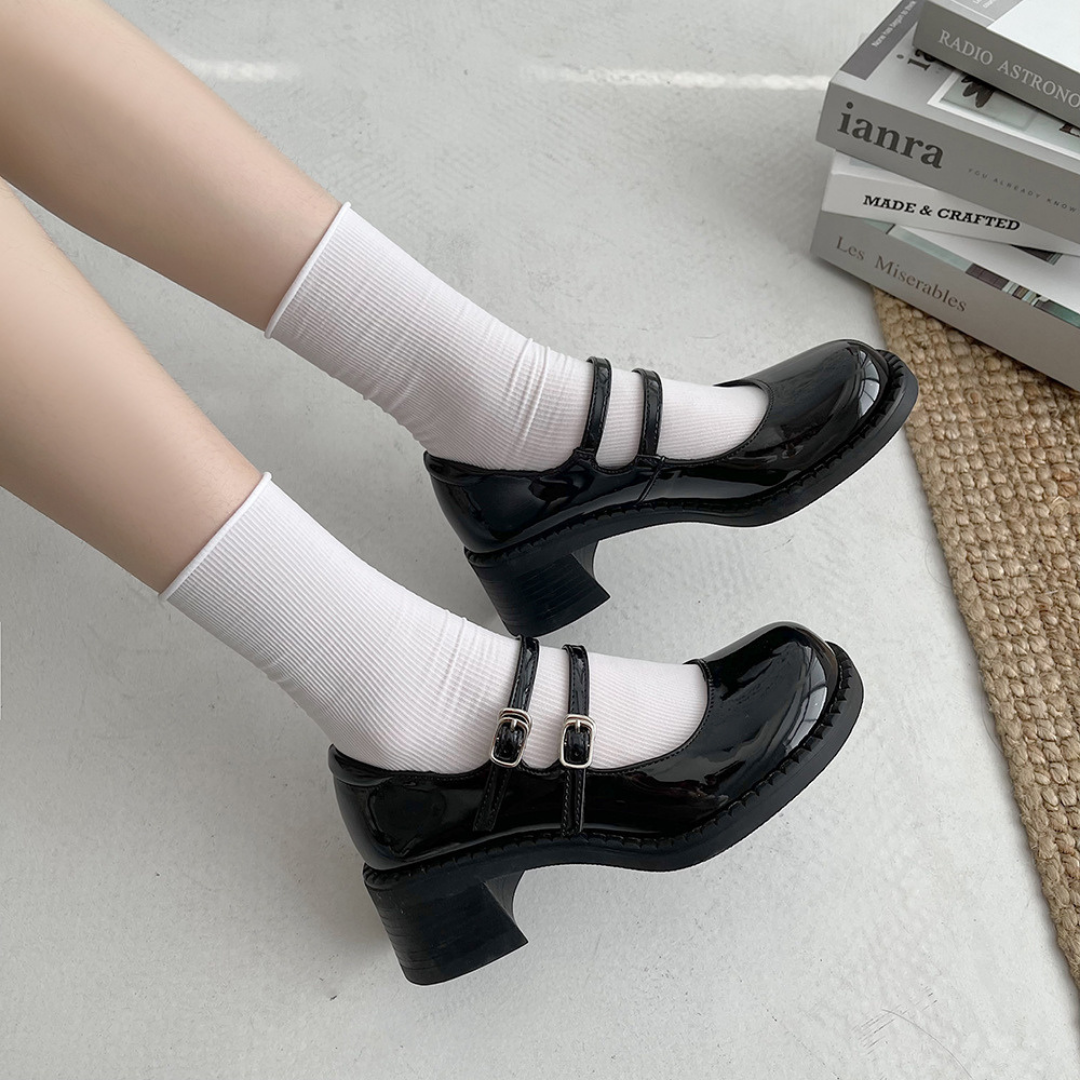 double strap round shoes lf1430