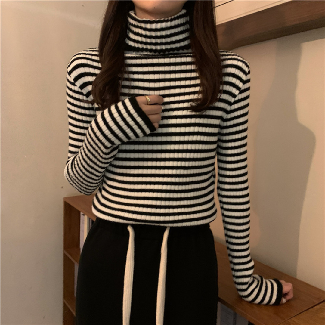 border turtleneck knit lf2002
