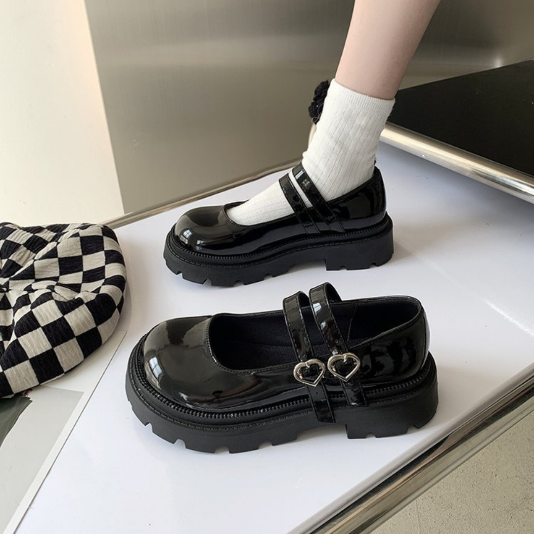 heart buckle round shoes lf1475
