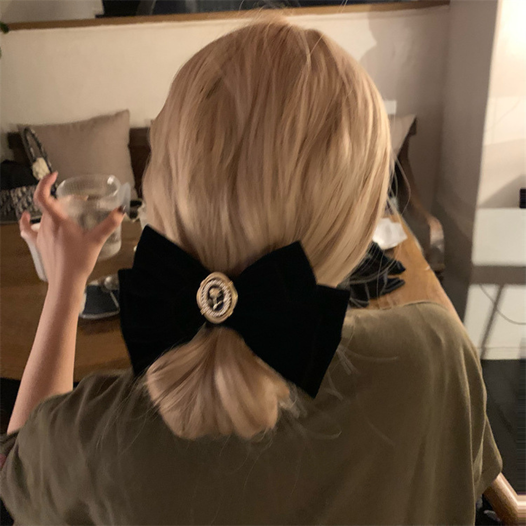 rose emblem ribbon barrette lf2125
