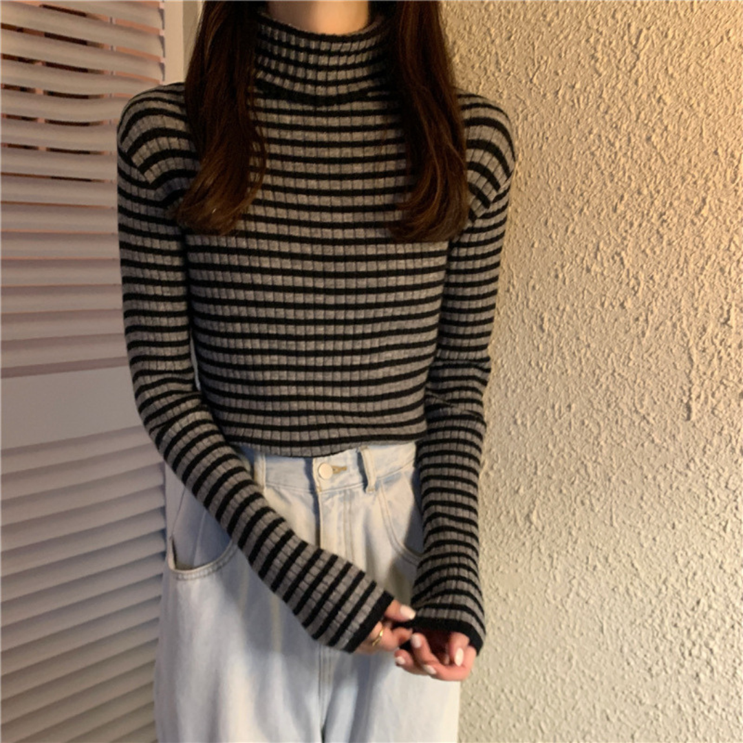 border turtleneck knit lf2002