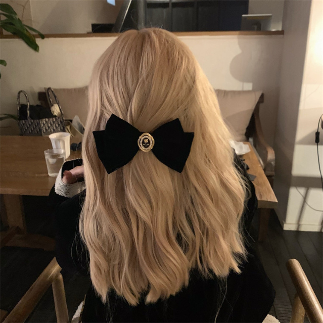 rose emblem ribbon barrette lf2125