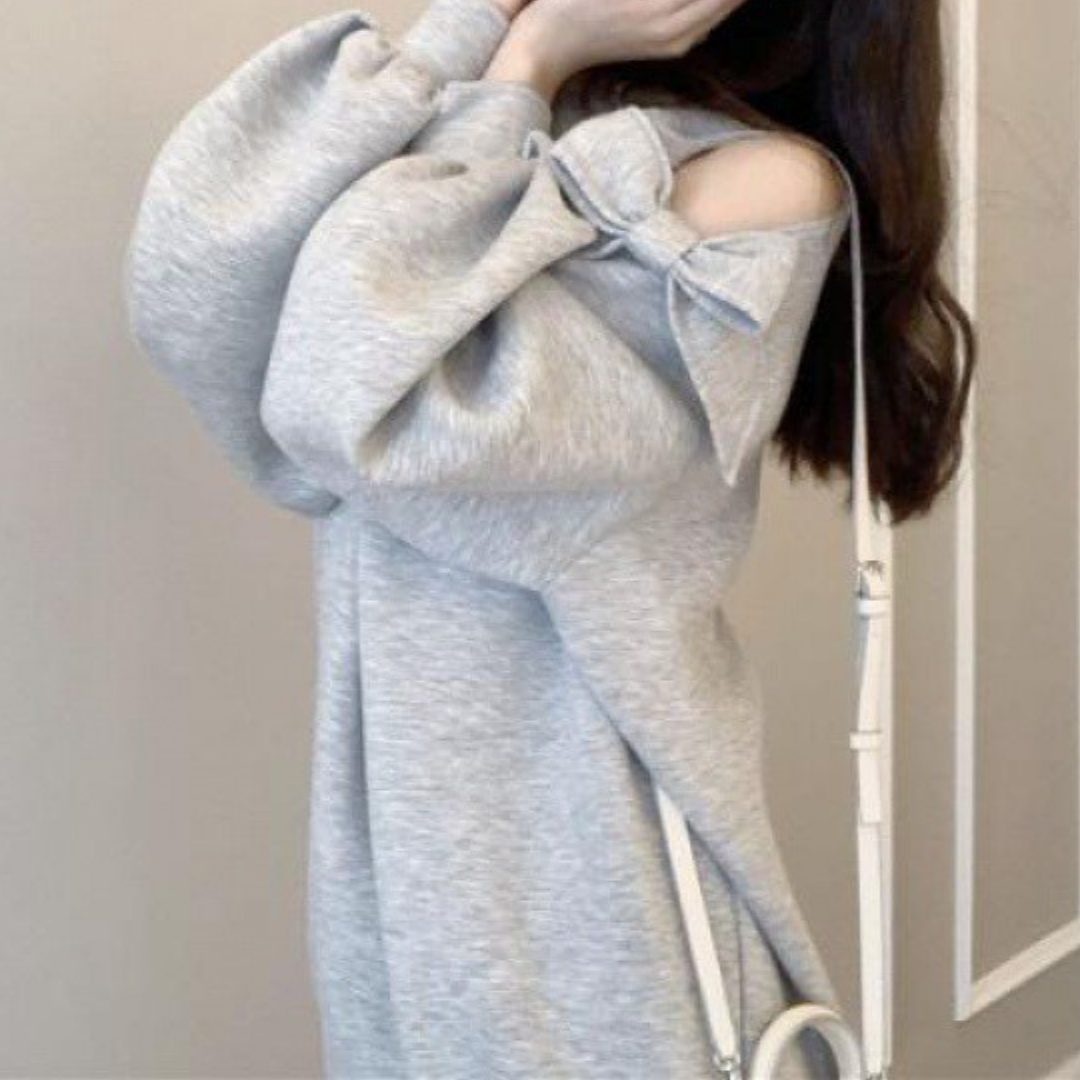 open shoulder ribbon pullover lf1273-1【即納】