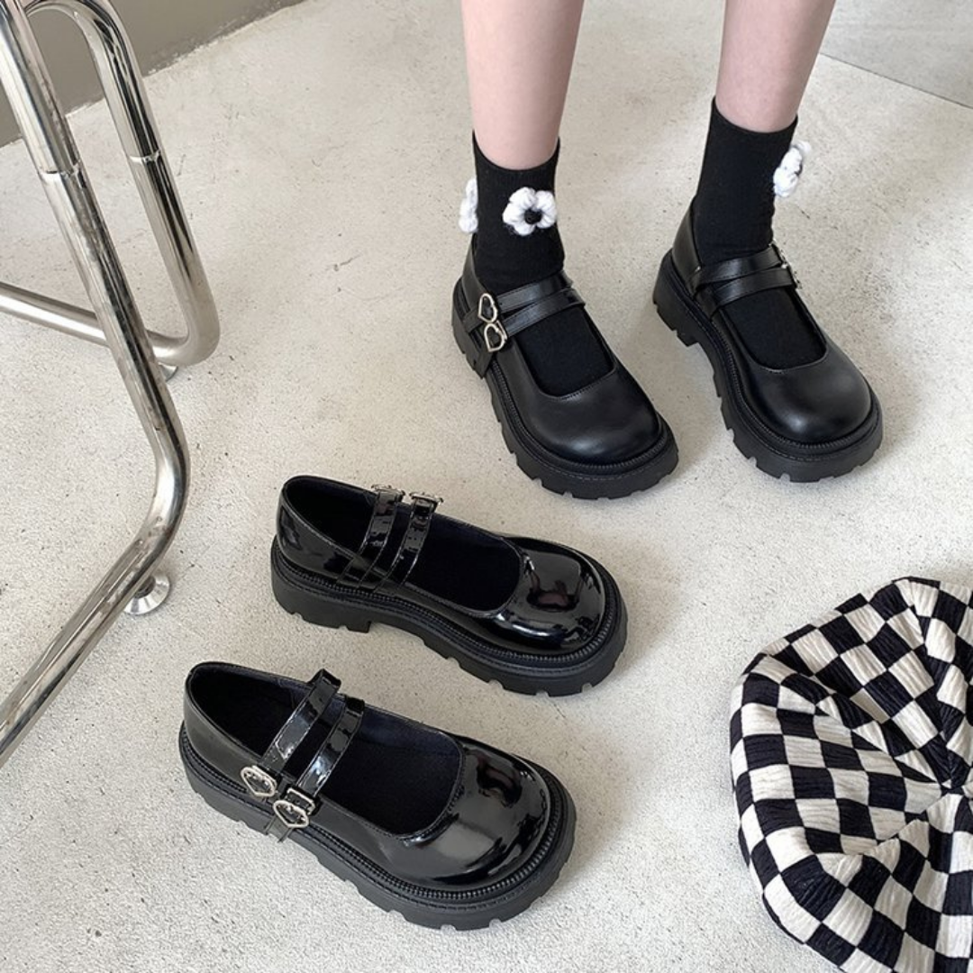 heart buckle round shoes lf1475
