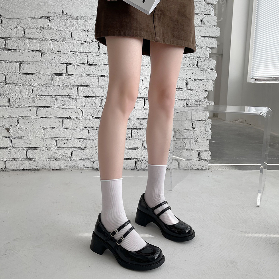 double strap round shoes lf1430