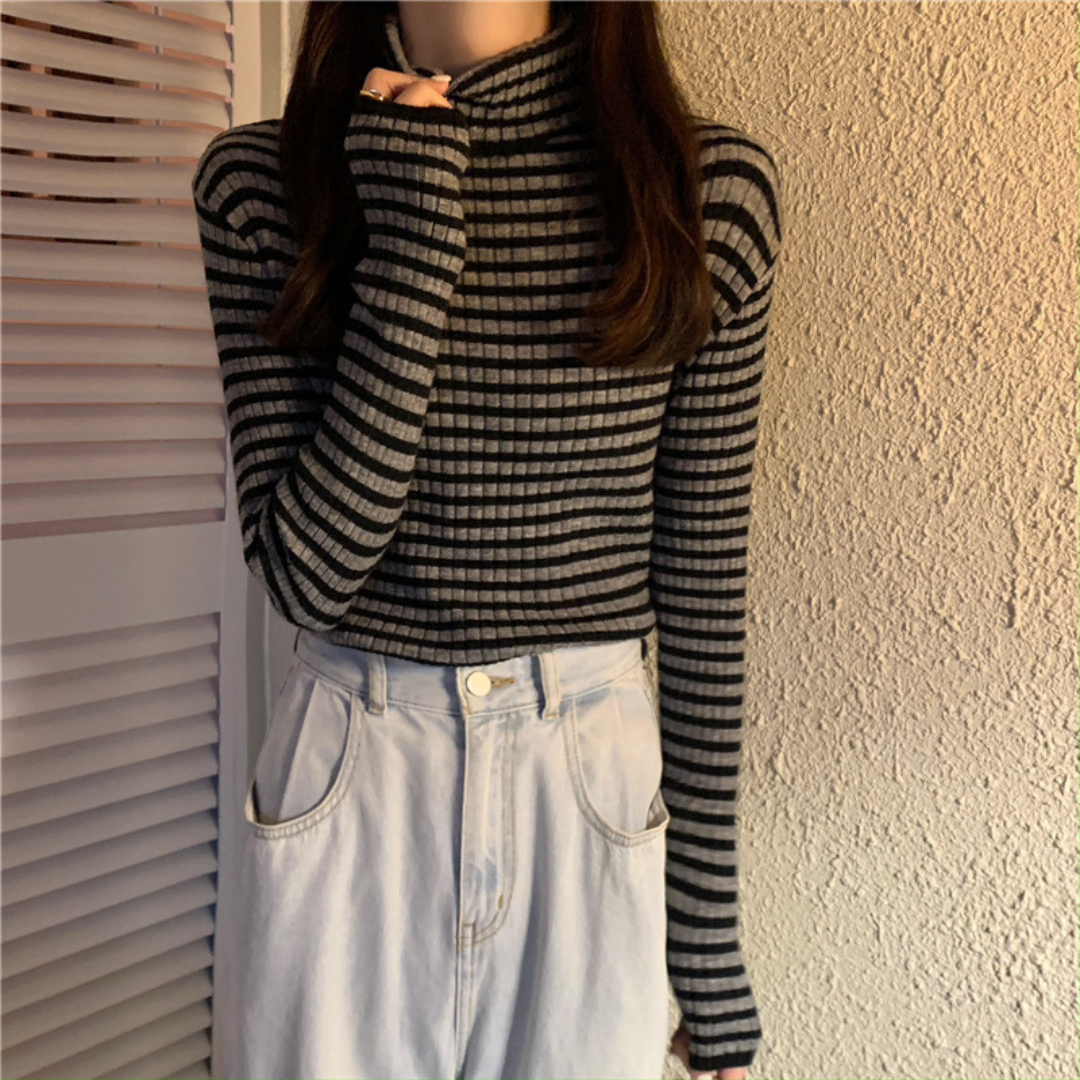 border turtleneck knit lf2002