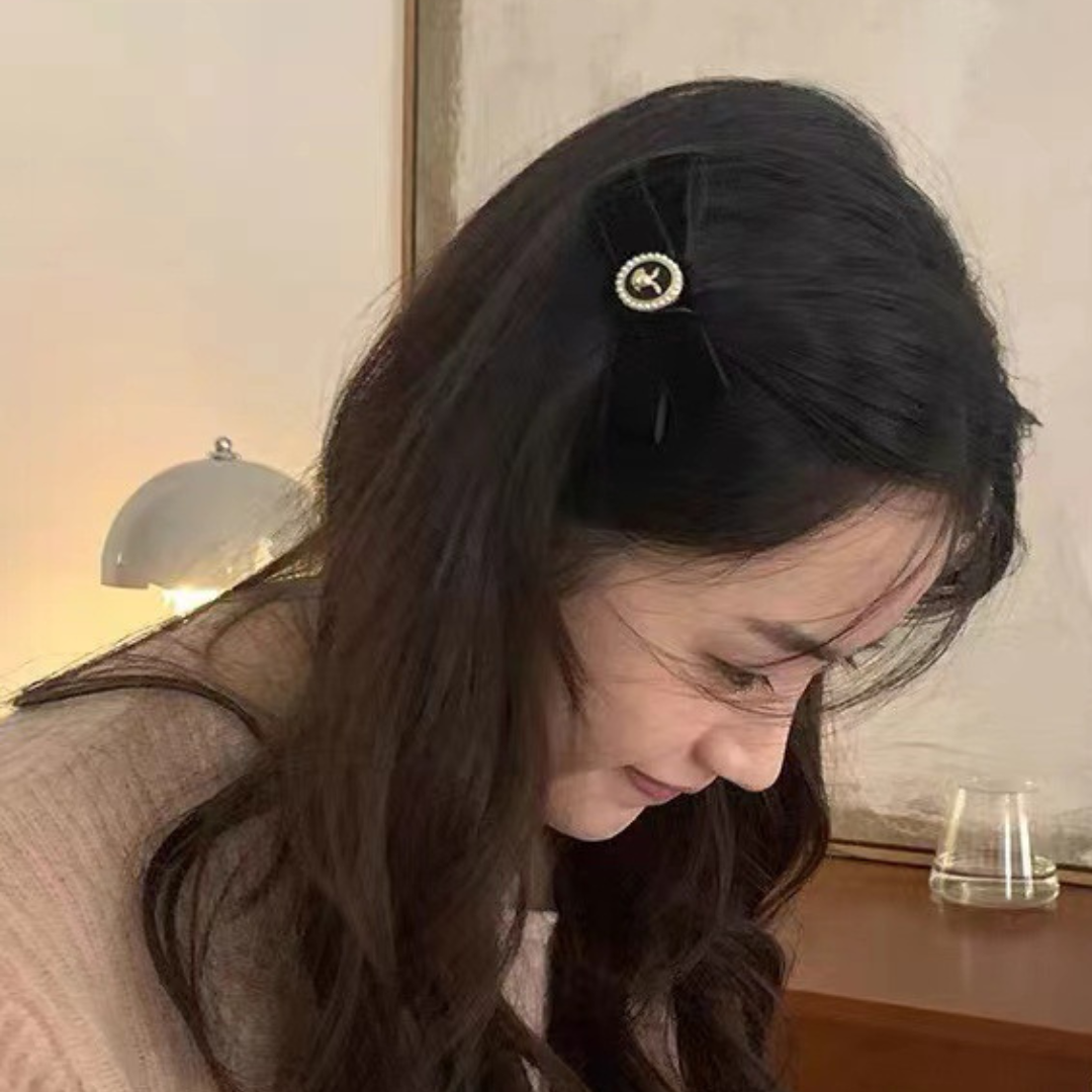 rose emblem ribbon hair clip lf2039