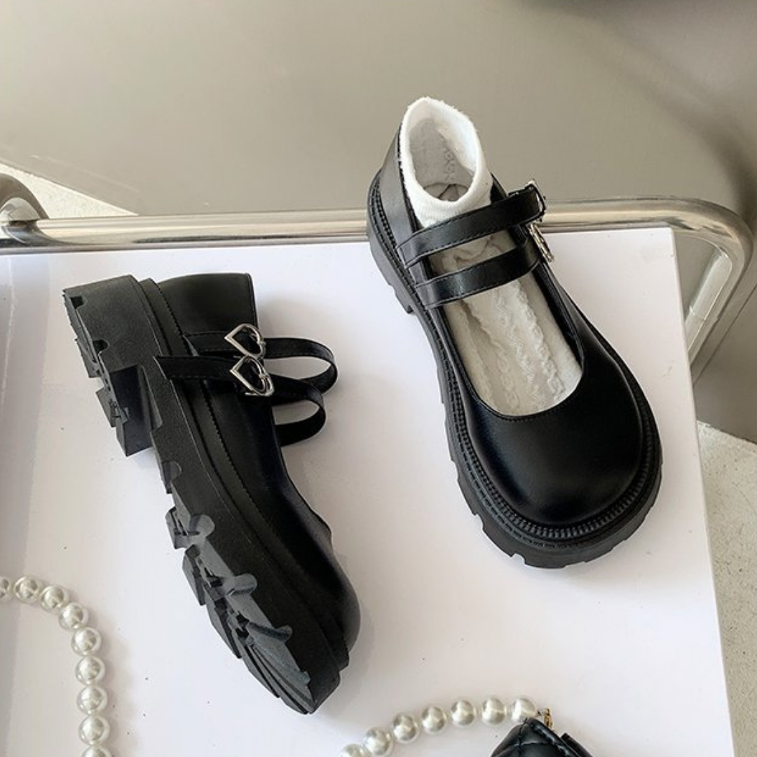 heart buckle round shoes lf1475