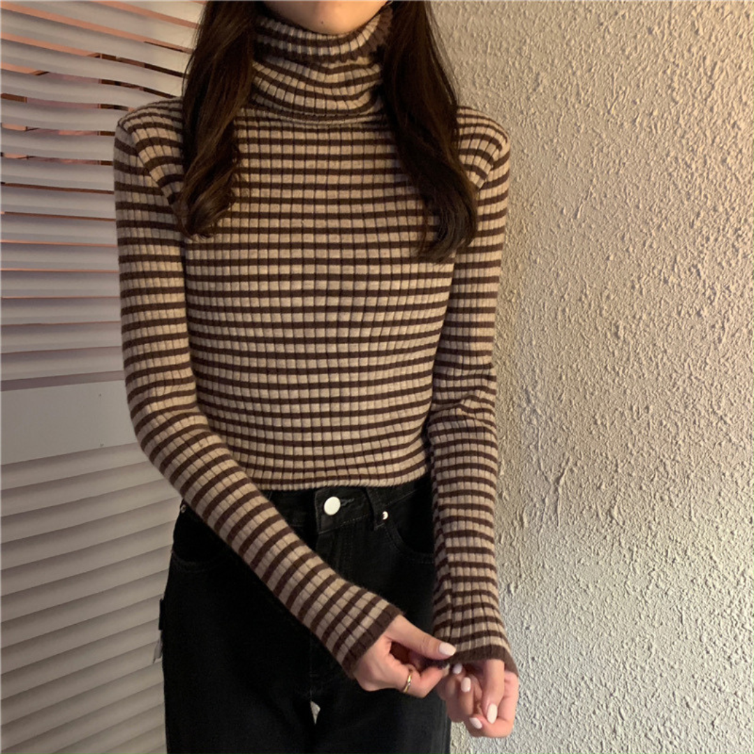 border turtleneck knit lf2002