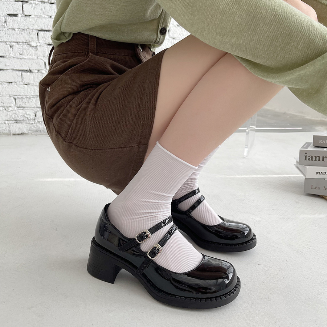 double strap round shoes lf1430