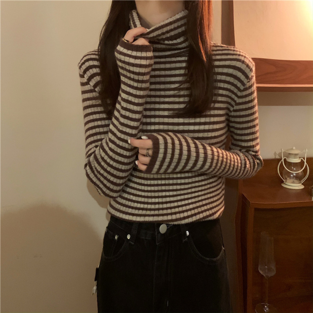 border turtleneck knit lf2002