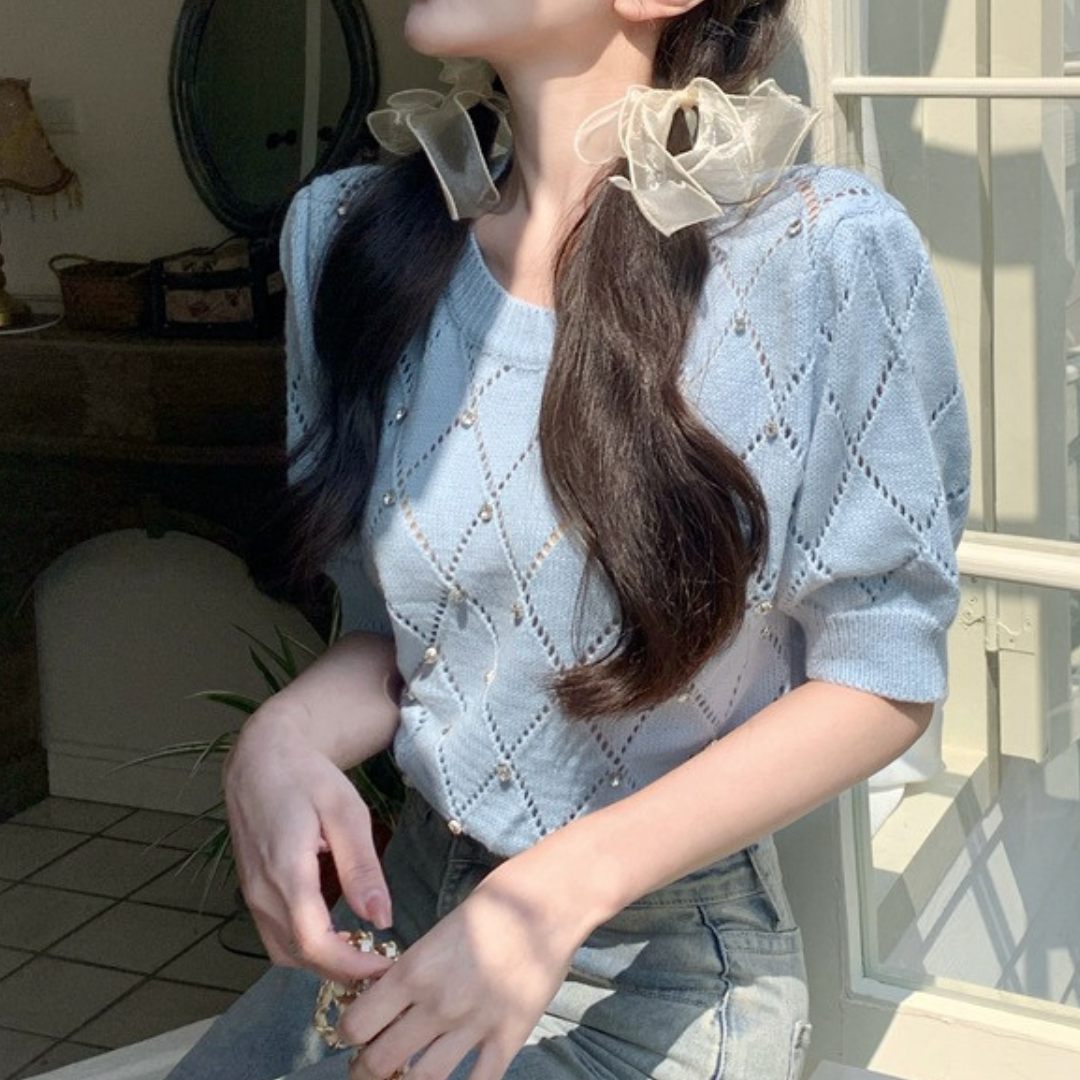 bijou puff sleeve knit lf2290【即納】