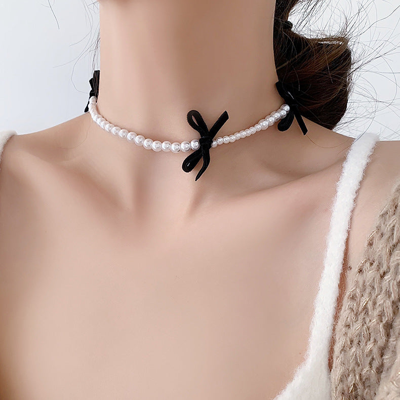 pearl ribbon necklace lf1173