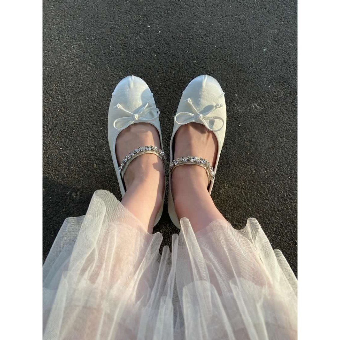 epine bijou strap satin ballet shoes