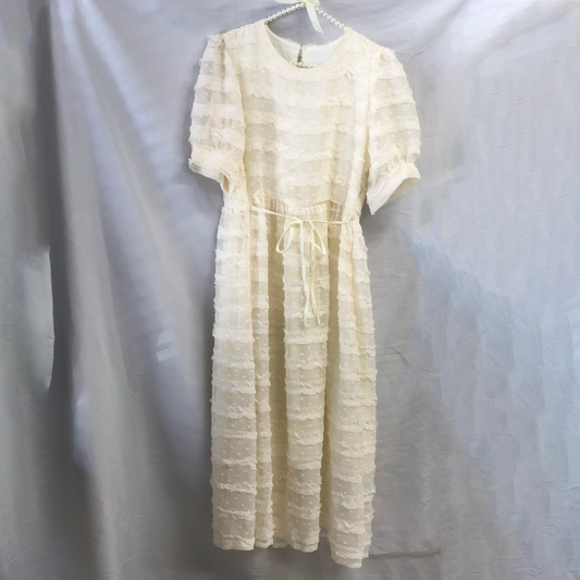 puff sleeves chiffon dot onepiece K1001【即納】