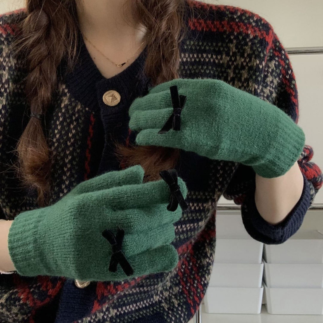 ribbon knit gloves lf2573 – La Florence