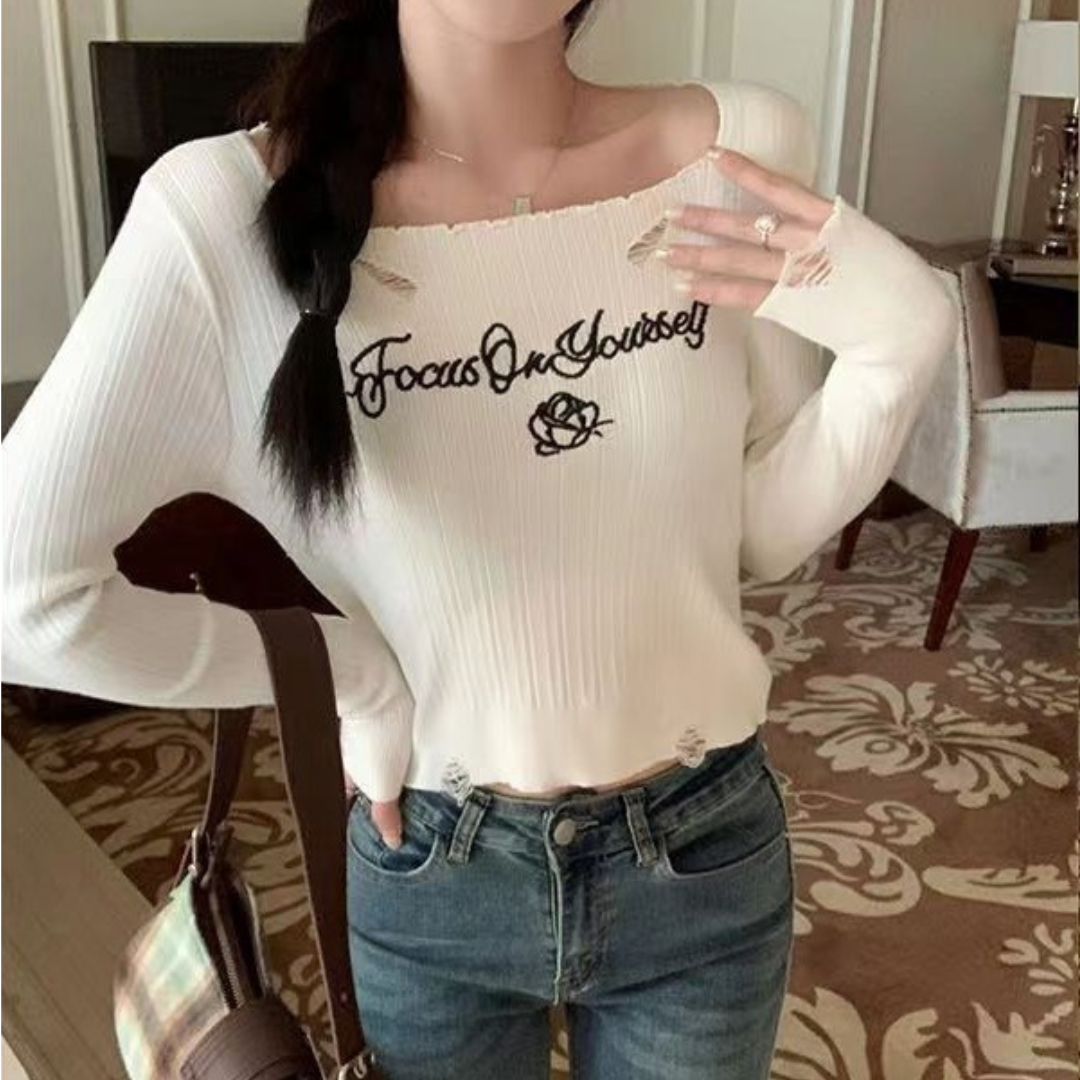 rose logo sweater tops lf2989