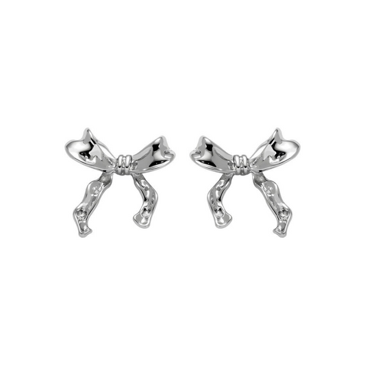 metallic ribbon earrings pierce lf2944