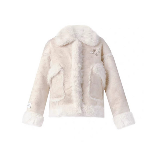 soft fur cream white coat lf2781