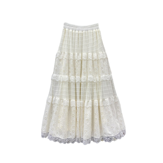 【即納】lace rubber long skirt lf3235