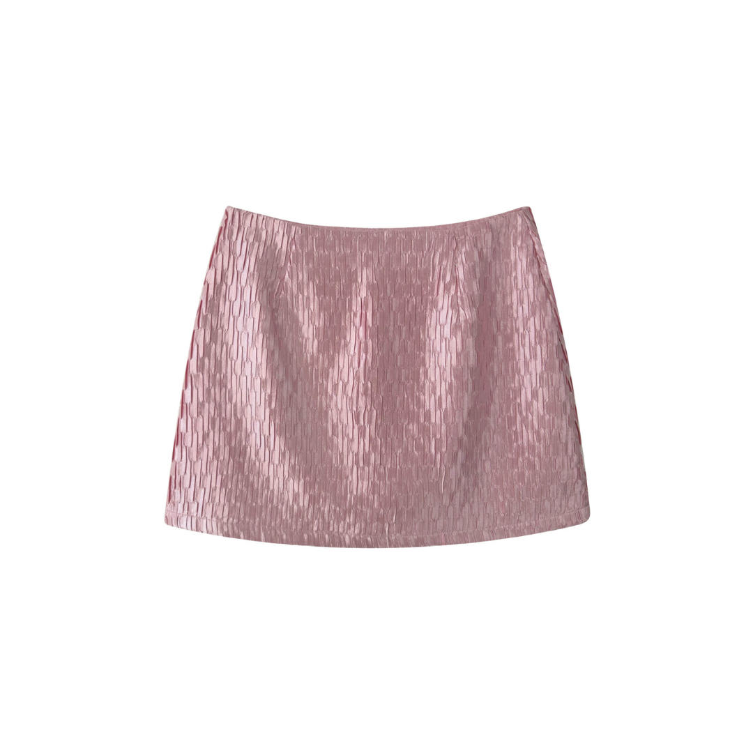 shiny satin mini skirt lf3017
