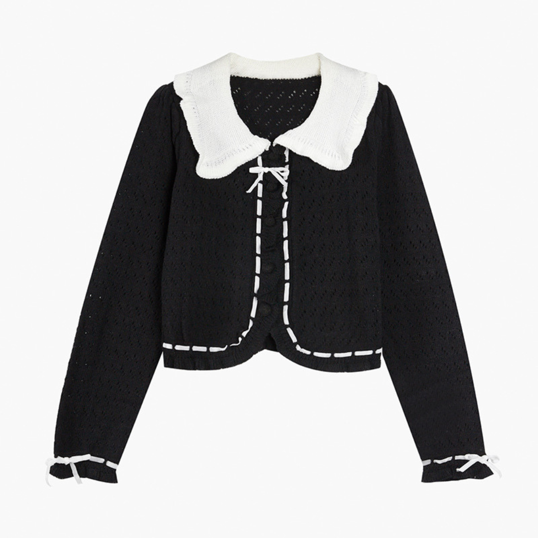 french ruffle sweater cardigan lf3128