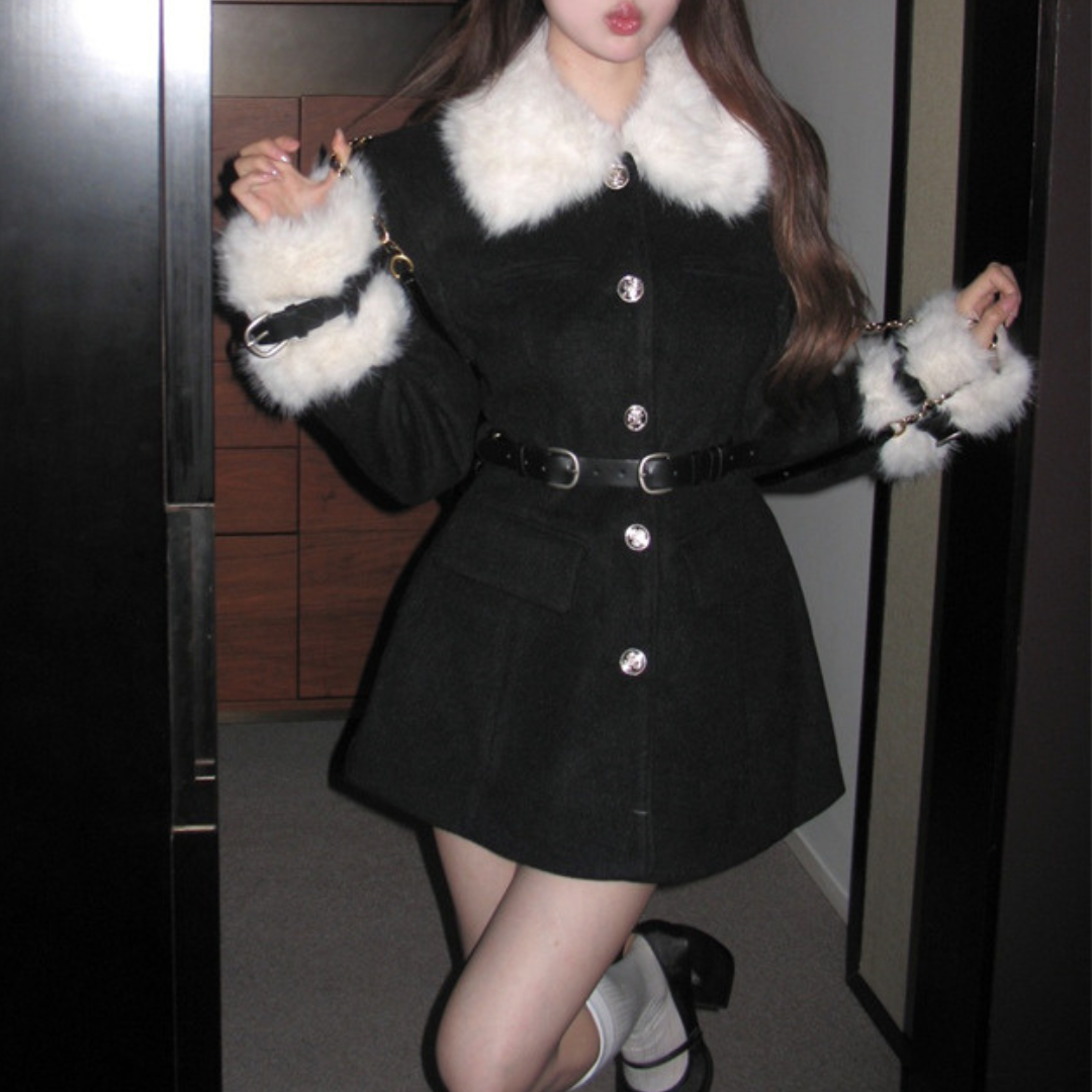 【即納】collar sleeve fur coat lf-s1004